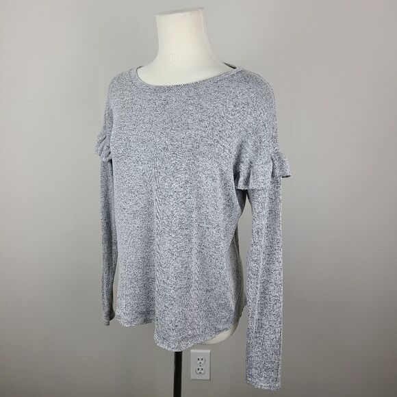 𝅺american Eagle Outfitters Gray Soft & Sexy Plush Ruffle Cap Sleeve Top Small - Picture 6 of 16